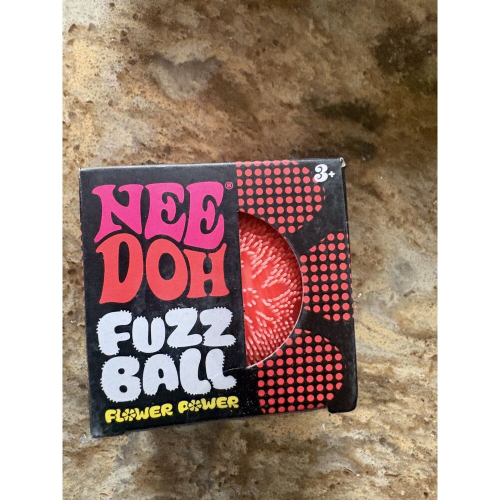 NeeDoh Fuzz Ball Red Sensory Fidget Toy Stress Relief Squishy Ball